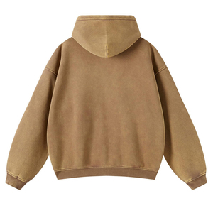 เสื้อฮู้ดซิปผู้ชาย ผ้าฝ้ายฟลีซ 100% ทรงโอเวอร์ไซส์ สีพื้น เรียบง่าย สวมใส่สบาย มีกระเป๋าหน้า เหมาะสำหรับใส่ในฤดูใบไม้ร่วง - Product Image 5
