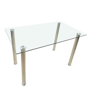 Replace 65542081 4-Seater Simple Rectangular <b>Clear</b> Glass Dining <b>Table</b> with Tempered Glass Stainless Steel Legs 110 70 75cm Sizes - Product Image 4