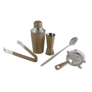 Bartender Stainless Steel Black Bar Set 5 Pcs Set With Ribbed Design Professional Stainless Steel Bar Set Bar Tool - Product Image 1