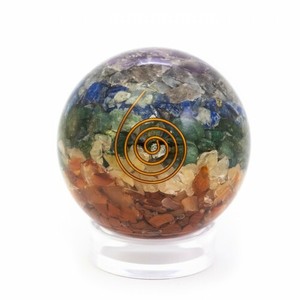 Boule de cristal avec sept pierres de chakra et incrustation spirale en cuivre pour la décoration Feng Shui de la maison, vente en gros, acheter en ligne depuis l'Inde - Product Image 2