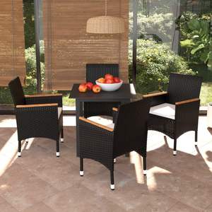 Juego de Comedor Blanco Crema y Negro para Jardín, Muebles de Exterior - Product Image 1