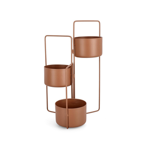 foldable metal plant <b>stand</b> with 3 <b>pots</b> indoor outdoor freestanding collapsible planter <b>stand</b> for balcony garden - Product Image 2