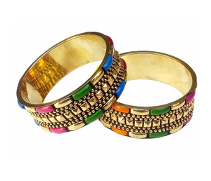 Ensemble de bracelets en alliage plaqué or coloré avec incrustations géométriques, style ethnique, empilables, bijoux de mode sertis en canal - Product Image 4