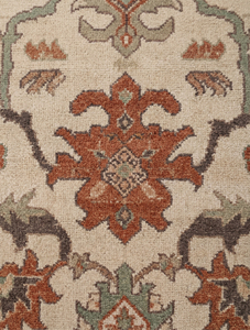 DECORDEC Tapis en laine Oushak moderne Vert sauge Rouille Ivoire Motif floral Médaillon Bordure botanique anatolienne Antidérapant Écologique - Product Image 4