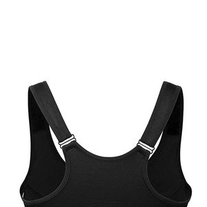 สปอร์ตบราสีดำสำหรับผู้หญิง ดีไซน์แบบ Racerback ซิปด้านหน้า รองรับระดับปานกลาง ชุดโยคะไร้ตะเข็บ แต่งดีเทลตะเข็บตัดสี - Product Image 4