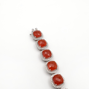 925 Sterling Silver Natural <b>Red</b> Onyx <b>Bracelet</b> Rhodium Plated OEM ODM Fine Jewelry - Product Image 1