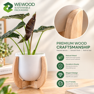 WEWOOD Natural Wooden Plant <b>Pot</b> <b>Stand</b> Solid Wood Eco-Friendly Durable Vintage Flower <b>Pot</b> Holder - Product Image 1