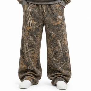 Custom Applique Embroidery Real Tree Camo Print Oversize Pullover Hoodies Loose Fit <b>Sweatpants</b> 100% Cotton Blank Camouflage <b>Sets</b> - Product Image 5