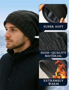 Windproof Quick Dry Beanie <b>Caps</b> for Adult Gray Color Casual Wear Outdoor Image Style <b>Winter</b> Custom Design Digital Printing Size - Product Image 2