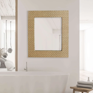 กระจกติดผนังทรงสี่เหลี่ยมผืนผ้า ทำจากหญ้าทะเล งานแฮนด์เมด กรอบหวายสาน ตกแต่งสไตล์โบโฮ กระจกธรรมชาติสำหรับตกแต่งบ้าน ห้องนั่งเล่น ห้องนอน - Product Image 3