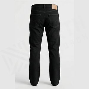 Jean en denim coupe droite délavé foncé pour homme, taille haute, coupe classique, en coton, style décontracté, pantalon d'automne - Product Image 3
