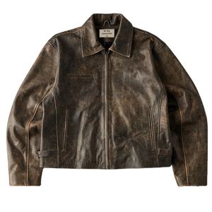 แจ็กเก็ตหนังแท้สำหรับผู้ชายแจ็กเก็ตหนังแท้สีเขียวขายดี - Product Image 1