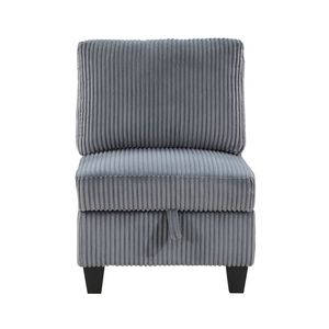 Poltrona Modulare Moderna Senza Braccioli per Soggiorno, Grigio Scuro con Vano Portaoggetti, Rivestimento in Tessuto Corduroy, 1 Pezzo - Product Image 2