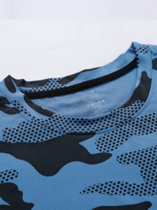Men's Gray <b>Camouflage</b> Short Sleeve O-Neck Quick Dry <b>T</b>-<b>Shirt</b> 100% Polyester Knitted Regular Fit Sporty Style - Product Image 3