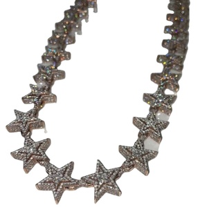 Forma redonda blanca Moissanite Diseño de Estrella de plata esterlina Cadena de eslabones cubanos Hermoso colgante personalizado Regalo para ella - Product Image 1