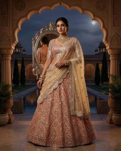 Divyam Creation <b>Red</b> Embroidered Faux Georgette <b>Lehenga</b> Choli Floor-Length Traditional Indian Party Wedding Dress Women's Regular - Product Image 5