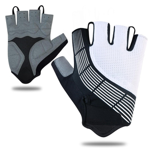 Gants de cyclisme demi-doigts respirants à rayures en polyester et nylon unisexe pour la course toutes saisons - Product Image 1