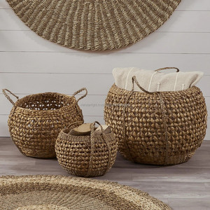 Tressés à la main Tissage Styles herbiers panier jacinthe d'eau Herbiers Tissé Panier De Rangement En Gros Du Vietnam - Product Image 4