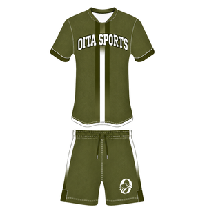 Conjunto de Rugby Verde Oliva y Blanco, Jersey de Manga Corta con Cierre Frontal, Pantalones Cortos a Juego, Uniforme Deportivo Transpirable para Entrenamiento de Equipo - Product Image 2