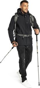 <b>Men's</b> <b>Black</b> Soft Shell Hooded Jacket Zip Fly Water Resistant <b>Windbreaker</b> Outdoor Wear Autumn Regular Fit Polyester Material - Product Image 3