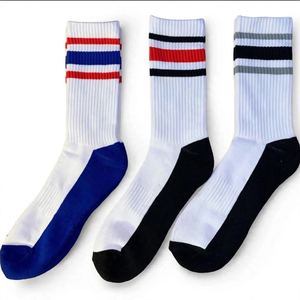 Chaussettes ras du cou unies pour hommes, tricotées jacquard, en Spandex, décontractées, sportives, hiver, avec logo sous le pied, lot de 3 paires, bleu, noir, rouge - Product Image 5
