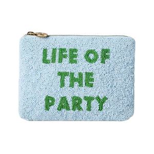 Pochette à monnaie LIFE OF THE PARTY avec broderie bleue et verte de New York avec un nouveau design et un look de haute qualité par Hiba Enterprises - Product Image 1