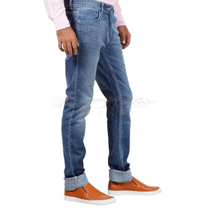 GARIOX APPAREL Jean en denim délavé coupe slim jambe droite pour homme, taille mi-haute, en coton bleu, formel, imperméable, respirant, personnalisable OEM - Product Image 3