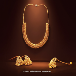 Nova Mart Laxmi Golden Alloy with Gold Plating Oxidized Polish Casual Fashion Jewelry Set India KHJ1847 - Product Image 3