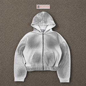 Sweat-shirt à capuche zippé dégradé argenté, coupe oversize, streetwear unisexe, veste à capuche premium ombrée, fermeture éclair intégrale, style vintage délavé urbain - Product Image 5