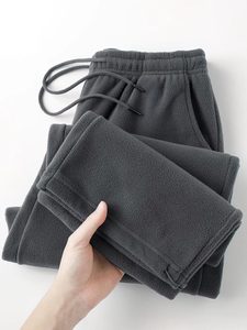 Pantalon de jogging vintage épais et décontracté en toile coupe-vent respirant pour homme, jambe large, ample et chaud - Product Image 1