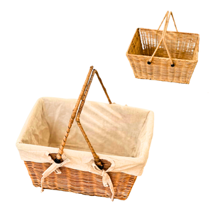 Panier de rangement en rotin écologique avec cadre métallique renforcé, intérieur en coton, fournisseur d'artisanat vietnamien - Product Image 1