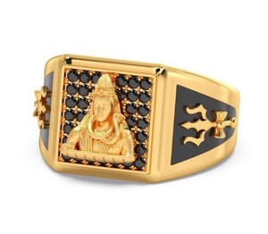 Anillo de Buda de Lujo en Plata de Ley 925 con Baño de Oro y Circonitas Negras, Anillo Ancho con Incrustaciones de Circonitas, Joyería Espiritual para Hombre y Mujer, Regalo - Product Image 4