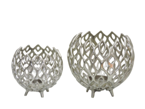 Decorative Aluminum Candle <b>Holder</b> Set of 2 Silver Cutwork Votive <b>Holders</b> Modern Metal <b>Tealight</b> Stand for Home Table Decor - Product Image 2