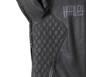 Women's Willie G Skull Graphic Leather Riding <b>Jacket</b> - Product Image 4