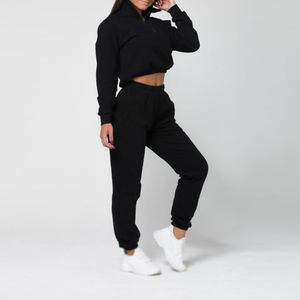 Women <b>White</b> Cotton <b>Tracksuit</b> Set Crew Neck Crop Top Full Length Pants Elastic Waist Loose Fit Casual Wear Spring Style - Product Image 5