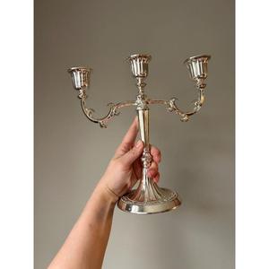 Silver 3 Arms <b>Candelabra</b> For Decoration For Home Durable Eco Friendly Candle Holder European Style Premium Candle Stand For Sale - Product Image 1