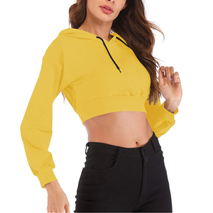 Hoodies courts hautement extensibles de qualité supérieure pour femmes, fabriqués en usine, faible MOQ pour les commandes en gros, sweat à capuche court pour femmes - Product Image 2