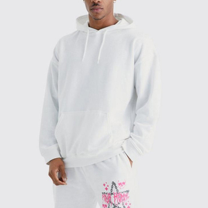 Ensemble de survêtement personnalisé surdimensionné en molleton de coton épais pour hommes et femmes, streetwear vierge, OEM ODM - Product Image 3