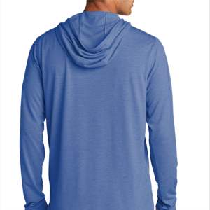 เสื้อยืดแขนยาวมีฮู้ดสีน้ำเงินสำหรับผู้ชาย ทรงปกติ ผ้าฝ้ายถัก สวมใส่สบาย สีพื้น ระบายอากาศได้ดี เหมาะสำหรับใส่ในฤดูใบไม้ร่วง - Product Image 3