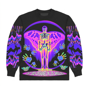 T-shirt unisexe coupe ample style streetwear avec motif squelette papillon, 100% coton, pour homme, imprimé - Product Image 1