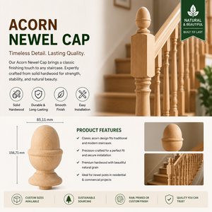 EFS Acorn Newel Cap Solid Wood Traditional Stair Parts with 1 Year Warranty Eco-Friendly Easy Installation for Indoor Staircase - Product Image 1