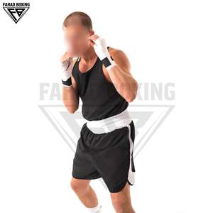 Ensemble de boxe noir et blanc, short et débardeur, entraînement de combat, unisexe, adulte, vêtements de boxe et d'arts martiaux pour l'entraînement et la compétition - Product Image 3