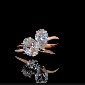 Oval & Pear Cut Lab Grown Diamond Toi Et Moi Engagement <b>Ring</b> IGI Certified 14K Solid Gold <b>Two</b> <b>Stone</b> <b>Ring</b> - Product Image 1