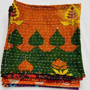 Serviette Kantha faite à la main en coton à imprimé floral, rectangulaire, pour décoration intérieure, lot de 1 pièce - Product Image 4