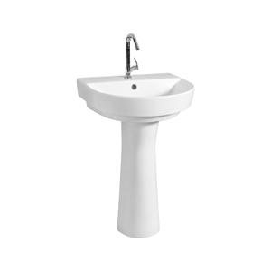 Sober <b>Set</b> Pedestal <b>Hand</b> <b>Wash</b> Basin Rectangle Single Hole Contemporary Bathroom Sink Glossy Finish Floor Mounted 12L Capacity - Product Image 1