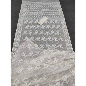 Sari traditionnel Jamdani en coton du Bangladesh pour femme, coupe classique, infroissable, anti-humidité, séchage rapide, protection solaire, numérique - Product Image 3