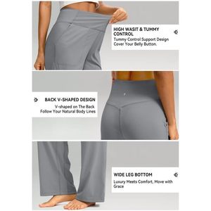 2025 Pantalon de survêtement à jambes larges pour femmes Pantalon de travail de yoga taille haute avec poches 30 \ "gris clair XL pour pantalon habillé Petite/Tall - Product Image 6