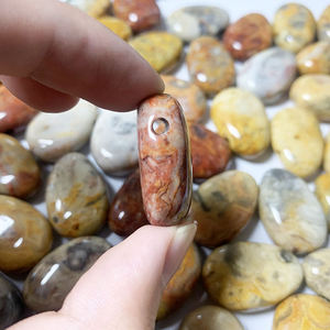 Venta al por mayor de colgantes de ágata Crazy Lace amarilla en forma de pera de 30 mm, cristal curativo genuino, piedra de roca para joyería - Product Image 3