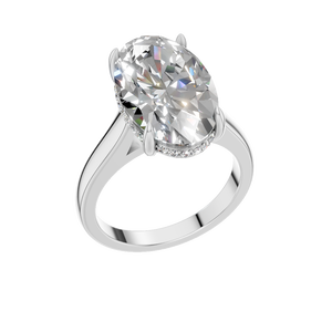 Anillo de Moissanita de Plata 925 con Corte Ovalado y Halo Oculto, Chapado en Rodio, para Compromiso o Boda, el Más Vendido al Mejor Precio - Product Image 1