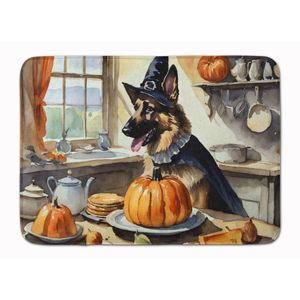Berger allemand Automne Tapis de cuisine lavable en machine Coussin anti-fatigue Tapis de bain confortable avec citrouilles Tapis de cuisine en mousse à mémoire de forme - Product Image 1